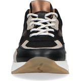 Manfield - Dames - Zwarte leren sneakers