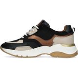 Manfield - Dames - Zwarte leren sneakers