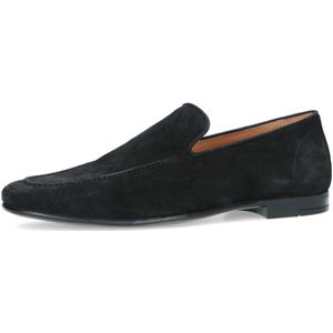 Manfield - Zwarte Loafers - Suède - Stijlvolle Schoenen