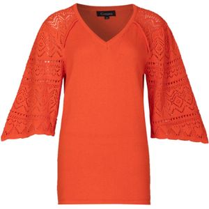 G-Maxx - Banu - Gebreide Trui - Katoen - Opengewerkte Mouwen - Vhals