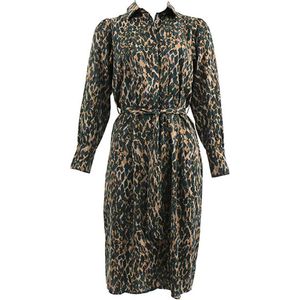 Romae - A-lijn Jurk - Allover Print - Polyester - Lange Mouwen - Knoopsluiting