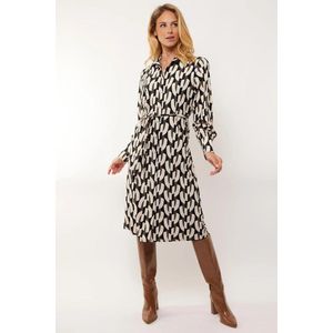 G-Maxx - Bibian - Jurk - Grafische Print - Strikceintuur - Knoopsluiting