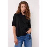 G-maxx - Marlene Top - Donkerrood - Korte Mouwen - Knoopsluiting