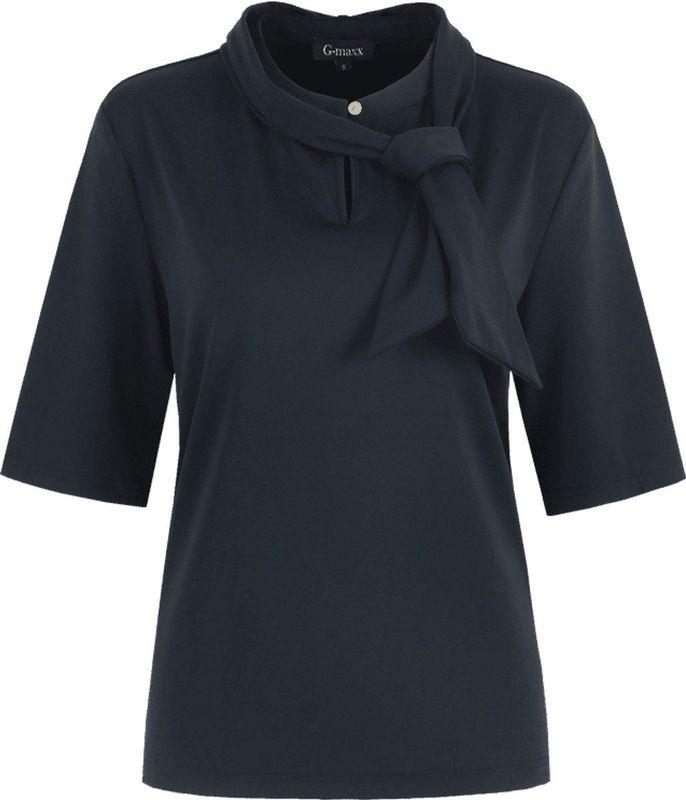 G-maxx - Marlene Top - Donkerrood - Korte Mouwen - Knoopsluiting