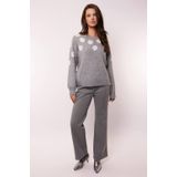 G-maxx - Sidonie - Wide Leg Broek - Grijs Melange - Regular Waist