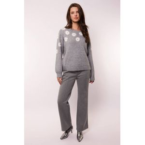 G-maxx - Sidonie - Wide Leg Broek - Grijs Melange - Regular Waist