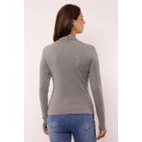 G-maxx - Charlot - Top - Grijs Melange - Lange Mouwen - Sjaalkraag