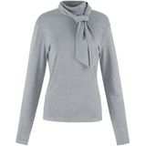 G-maxx - Charlot - Top - Grijs Melange - Lange Mouwen - Sjaalkraag