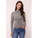 G-maxx - Charlot - Top - Grijs Melange - Lange Mouwen - Sjaalkraag