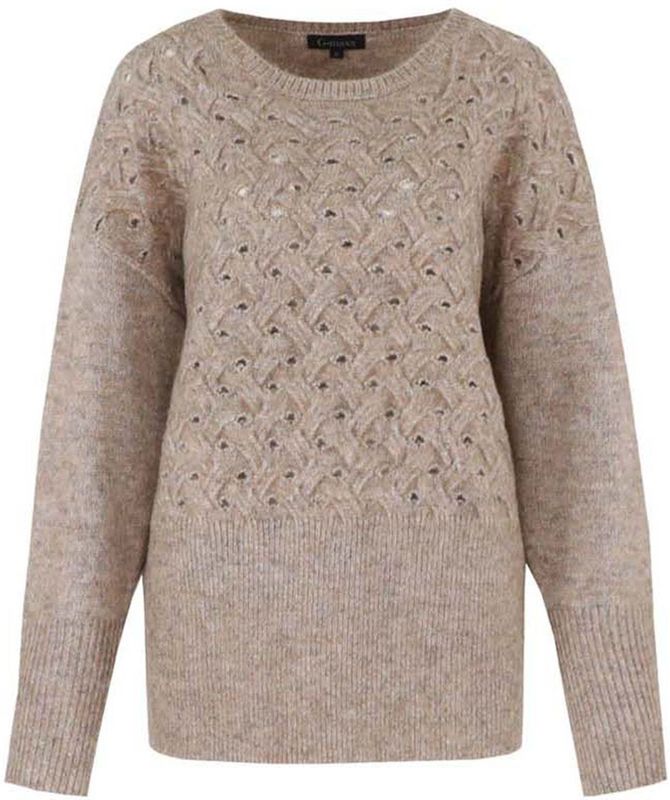 G-maxx - Shani - Gebreide Trui - Bruin - Grof Gebreid