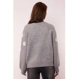 G-maxx - Zaina - Gebreide Trui - Grijs - Bloemenprint