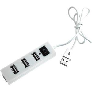 USB hub met 4 poorten en aan/uit schakelaar - USB2.0 - busgevoed / wit - 0,25 meter