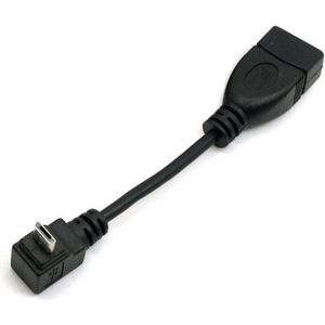 USB Micro B (m) haaks naar USB-A (v) OTG adapter - USB2.0 - tot 1A / zwart - 0,10 meter