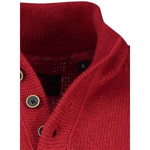 New Zealand - Trui - Rood - Katoen - Opstaande Kraag met Knopen