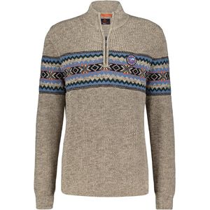 New Zealand Ngakawau trui opstaande kraag beige geprint 100% katoen