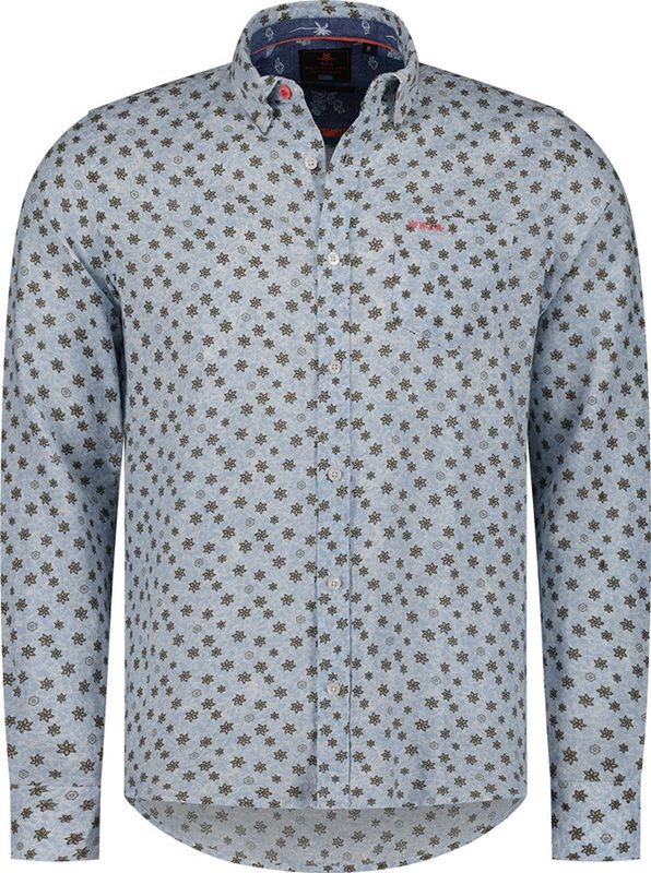New Zealand - Sterren Overhemd - Blauw - 55% Linnen 45% Katoen