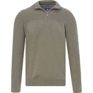 Campbell - Classic Schipperstrui - Dusty Olive - Katoen - Effen Patroon
