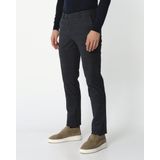 Campbell - Chino Broek - Blauw Ruitdessin - Katoen Polyester Viscose Elasthaan