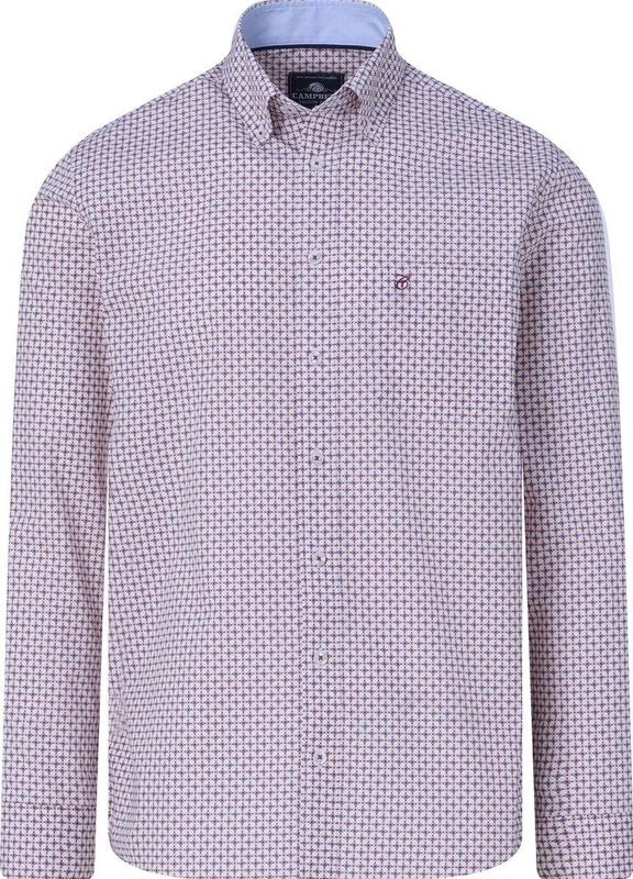 Campbell - Casual Overhemd - Bordeaux - 100% Katoen