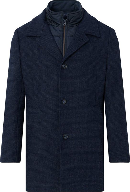 Campbell - Mantel - Navy - Ruit - 48% Polyester, 36% Polyamide, 16% Nylon