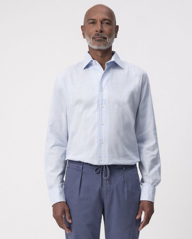 Campbell Overhemd Lichtblauw - Casual Katoen met Kraag en Knoopsluiting