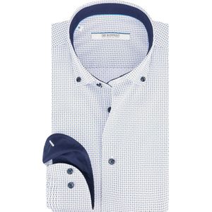 The BLUEPRINT Premium - Wit Dessin Overhemd - Lange Mouwen - Buttondown Kraag