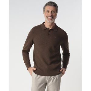 Campbell - Percy Polo - Coffee Bean Brown Melange - Heren Long Sleeve