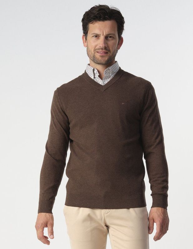 Campbell - Harvey - V-hals Sweater - Night Sky Melange