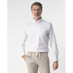 Campbell - Casual Overhemd - Wit - Lange Mouwen - Stijlvolle Borstzak