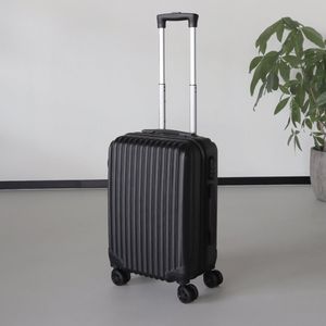 Handbagage koffer 55cm zwart 4 wielen trolley met pin slot reiskoffer valies
