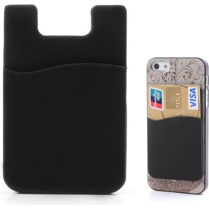 Opplakbare pasjeshouder - Silicone hoesje voor op telefoon - Universele Cardholder Zwart