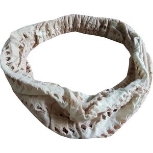 Haarband Bandana Opengewerkt Streep Beige