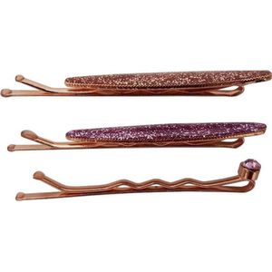 Haarsoires Haarspeld schuifspeldjes - Glitter strass 5cm - Koper roze - Set van 3 - Haarklem - Haarclip - Haaraccessoires voor Dames & Kinderen - Hair Clip - Decoratieve Haaraccessoire