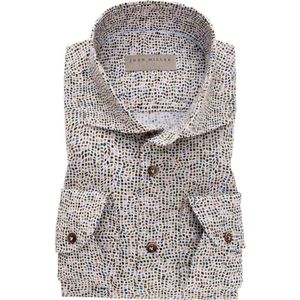 John Miller - Tailored Fit Overhemd - Bruin Motief - Katoen