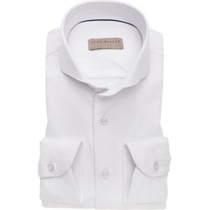 John Miller - Tailored Fit - Overhemd - Wit - 89% Polyester, 11% Elastaan