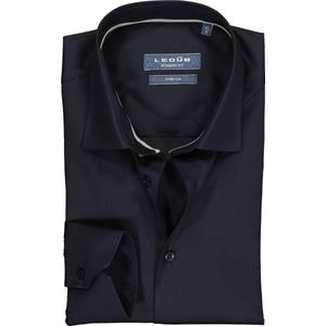 Ledub - Modern Fit Overhemd - Donkerblauw - Stretch - Strijkvriendelijk