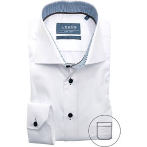 Ledub - Modern Fit Overhemd - Wit - 100% Katoen - Strijkvrij
