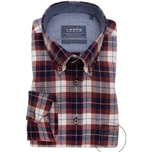 Ledub - Modern Fit Overhemd - Donkerrood - Strijkvriendelijk - 100% Katoen