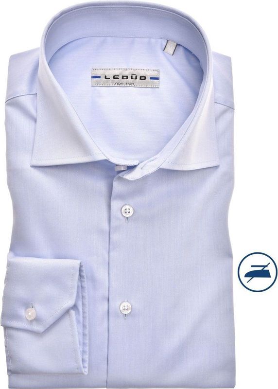 Ledub - Slim Fit Overhemd - Lichtblauw - Twill - Strijkvrij