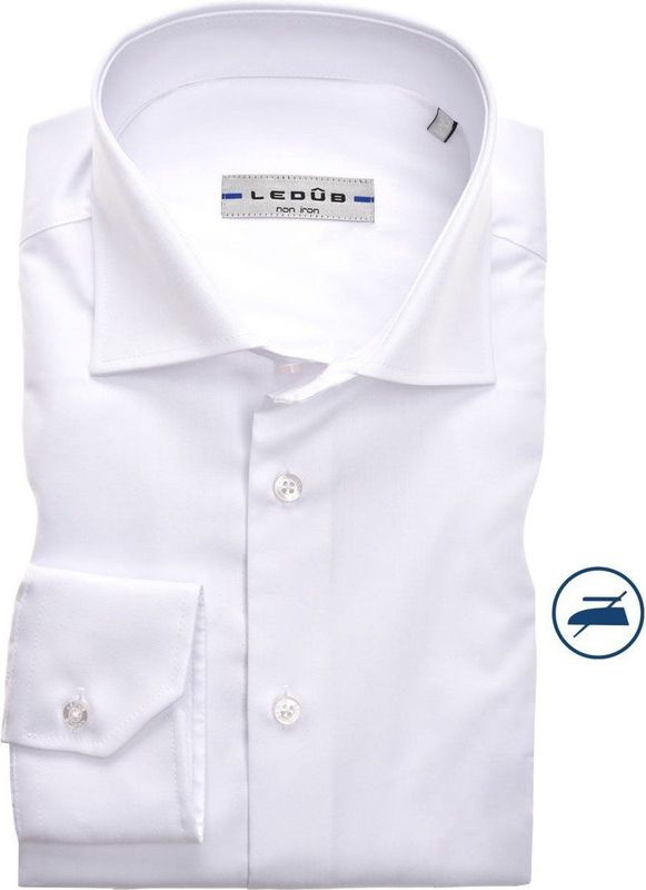 Ledub - Overhemd - Wit - 100% Katoen - Haifisch Kraag - Lange Mouwen