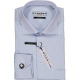 Ledub - Blauw Effen Overhemd - Katoen - Haifisch Kraag - Lange Mouwen