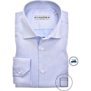 Ledub - Blauw Effen Overhemd - Katoen - Haifisch Kraag - Lange Mouwen