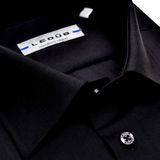Ledub - Regular Fit Overhemd - Zwart - Strijkvriendelijk - 55% Katoen, 45% Polyester