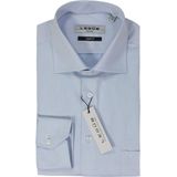 Ledub - Blauw Effen Overhemd - 100% Katoen - Haifisch Kraag - Lange Mouwen