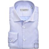 Ledub - Blauw Effen Overhemd - 100% Katoen - Haifisch Kraag - Lange Mouwen