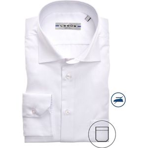 Ledub regular fit overhemd - wit twill - Strijkvrij - Boordmaat: 41