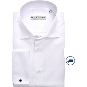 Ledub - Modern Fit Overhemd - Wit - Twill - Strijkvrij