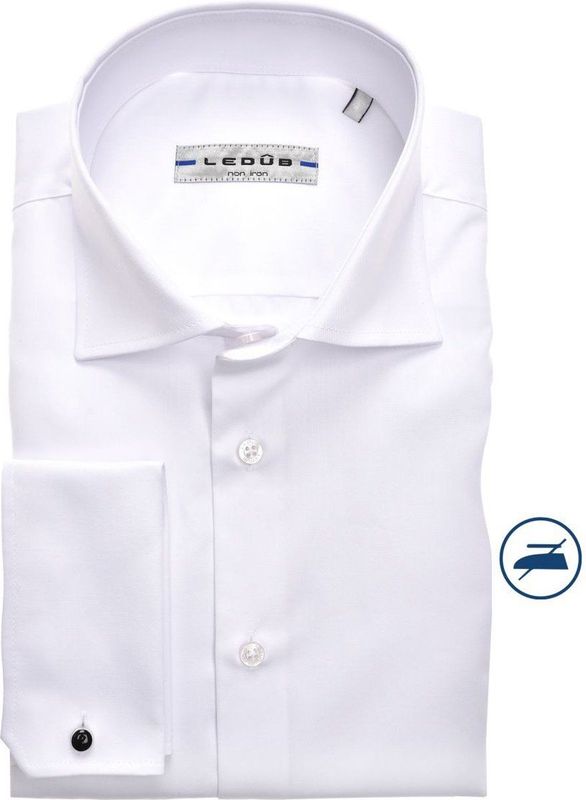 Ledub - Modern Fit Overhemd - Wit - Twill - Strijkvrij