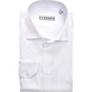 Ledub - Overhemd - Wit - Katoen/Polyester - Haifisch Kraag - Lange Mouwen