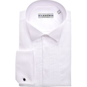 Ledub modern fit smoking overhemd, dubbele manchet en wing kraag, wit